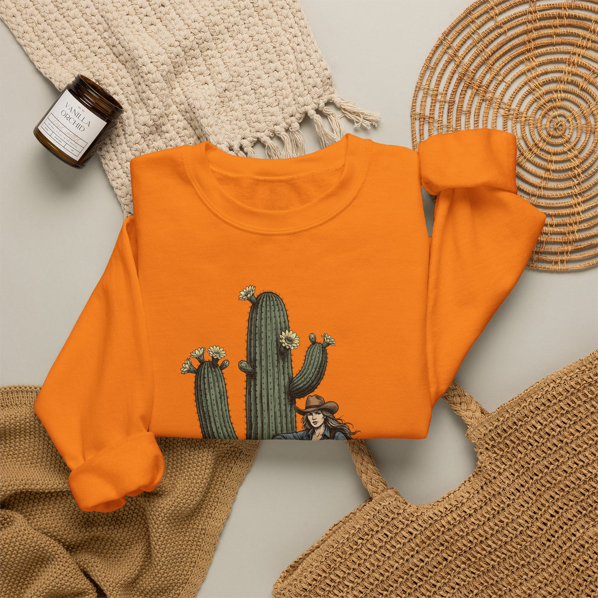 Cowgirl Cactus Cowgirl Ranch Gift Western Prickly Pear Cowboy Fan Rodeo Farm Vintage Saddle Sweatshirt