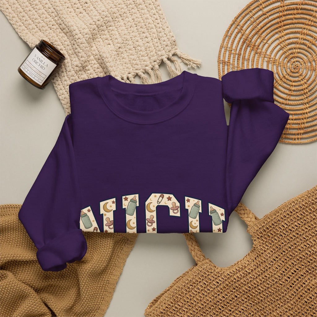 Baby Bottle Pattern Sweatshirt NICU Nurse Medical Gift Women Playful Sweatshirt Feeding Bottle Sweatshirt Nurse Enthusiast Fun Sweatshirt Healthcare Graphic