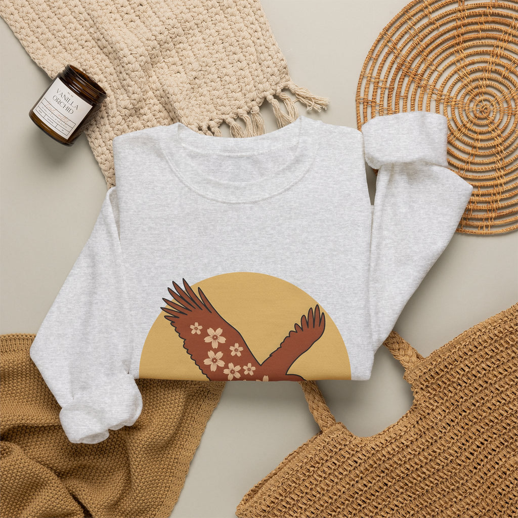 Floral Eagle Sweatshirt Boho Chic Nature Gift Women Boho Sweatshirt Bird Sweatshirt Bohemian Fan Tribal Graphic Sweatshirt Minimalist Mountains Sweatshirt