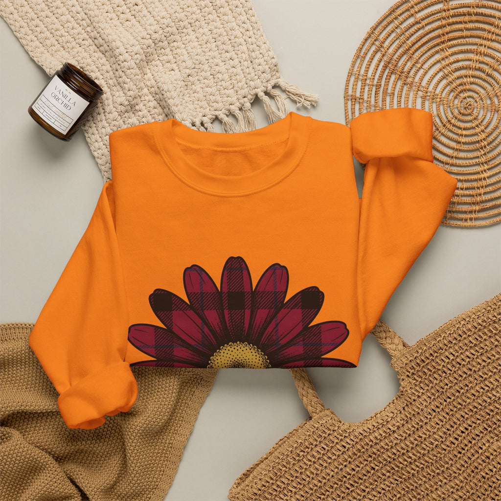 Gingham Flower Sweatshirt Moms Petals Gift Women Boho Sweatshirt Gingham Sweatshirt Motherhood Fan Bohemian Sweatshirt Floral Graphic Retro Flower Sweatshirt