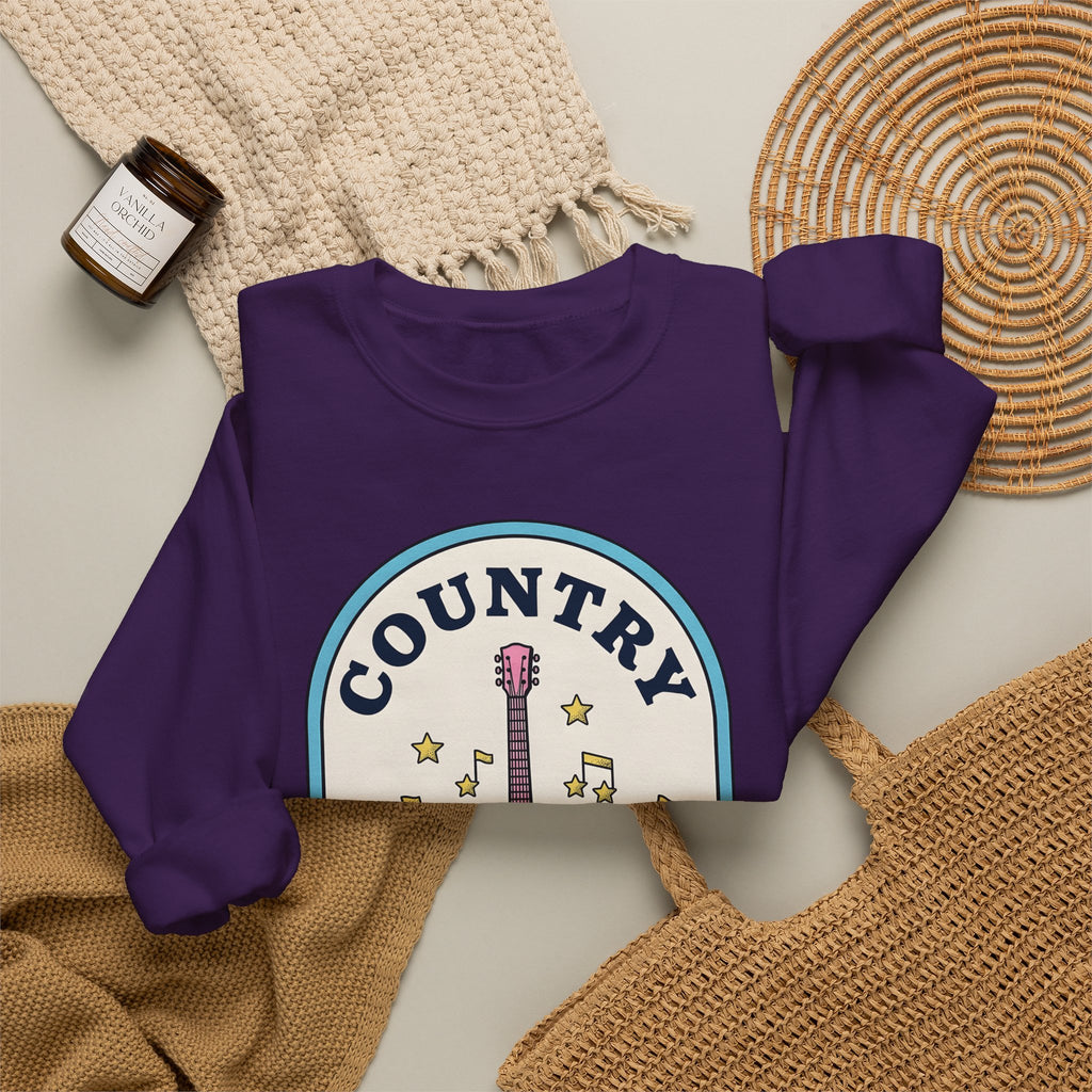 Pastel Guitar Sweatshirt Cowgirl Sound Gift Women Antique Sweatshirt Guitar Sweatshirt Rodeo Fan Vintage Sweatshirt Audio Graphic Nostalgic Twinkle Sweatshirt