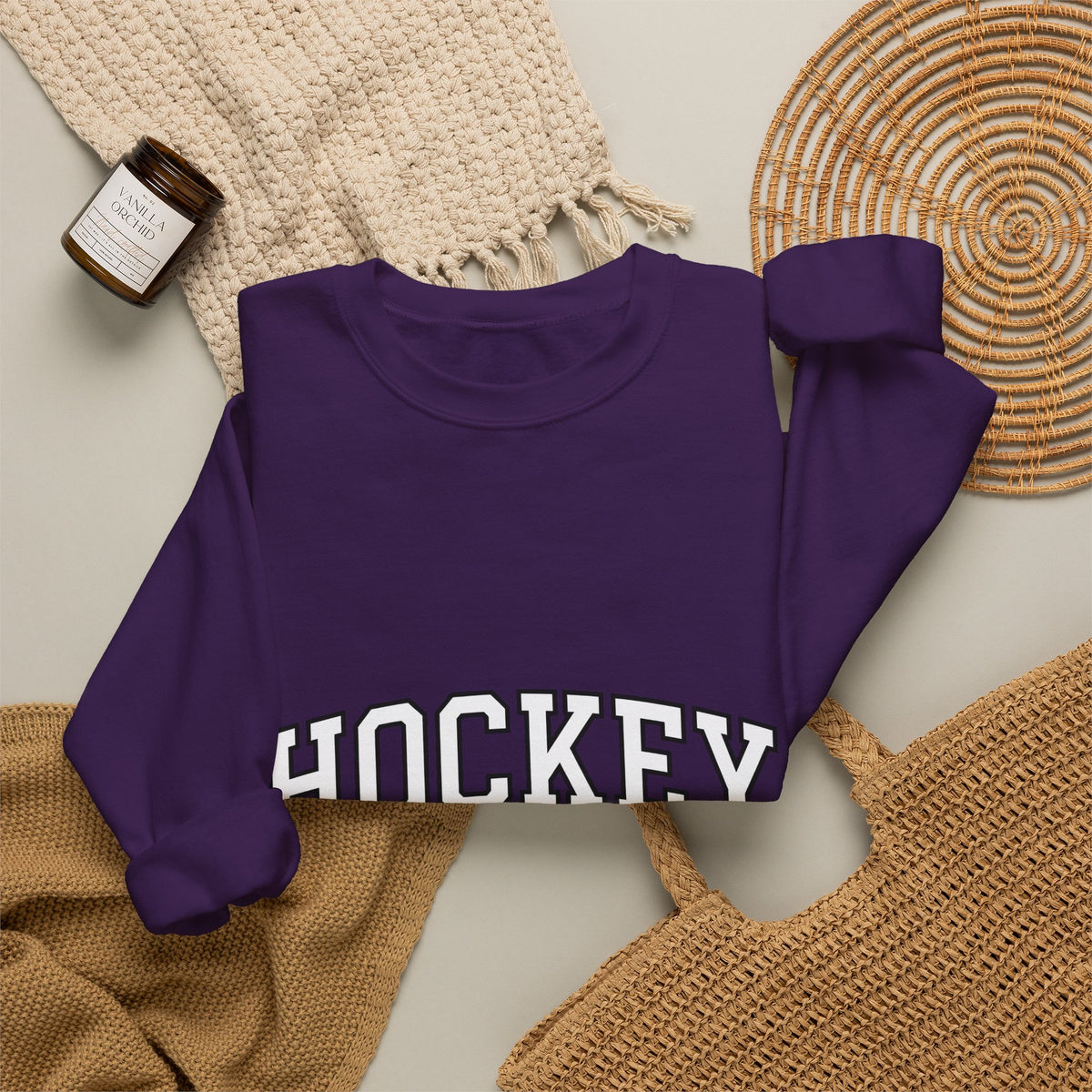 Varsity Lettering Sweatshirt Moms Puck Sport Gift Women Thick Sweatshirt Letterman Sweatshirt Mom Fan Bold Sweatshirt Hockey Graphic Classic Team Mom Sweatshirt
