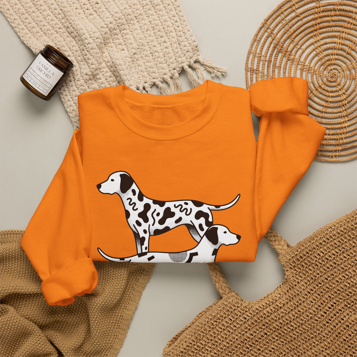 Dalmatian Sweatshirt Dog Fauna Gift Women Flat Sweatshirt Dalmatian Sweatshirt Dog Fan Graphic Design Illustration Sketch Spot Design Sweatshirt
