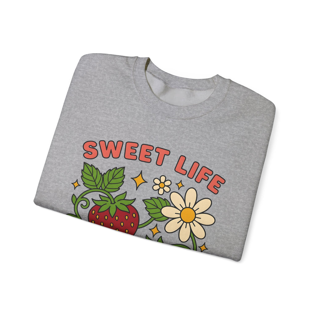 Strawberry Flower Boho Chic Produce Gift Strawberry Hippie Fan Illustrated Fruit Vintage Sweatshirt