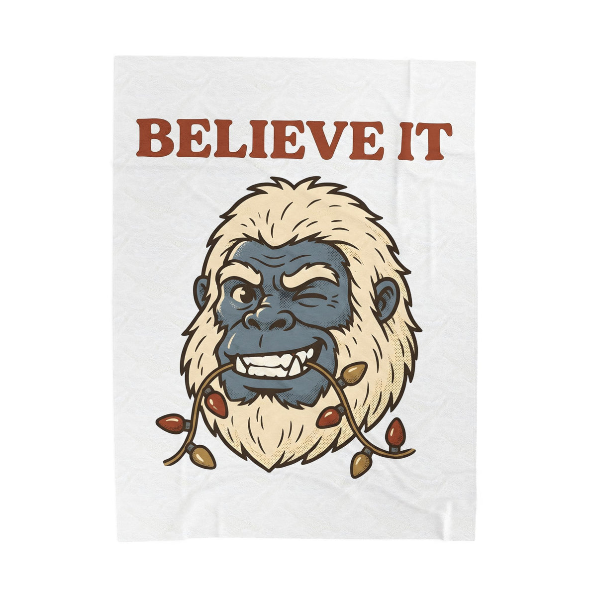 Abominable Snowman Face Blanket Christmas Jokes Gift Women Comic Blanket Yeti Blanket Xmas Fan Cartoon Blanket Pun Graphic Retro Holiday Lights
