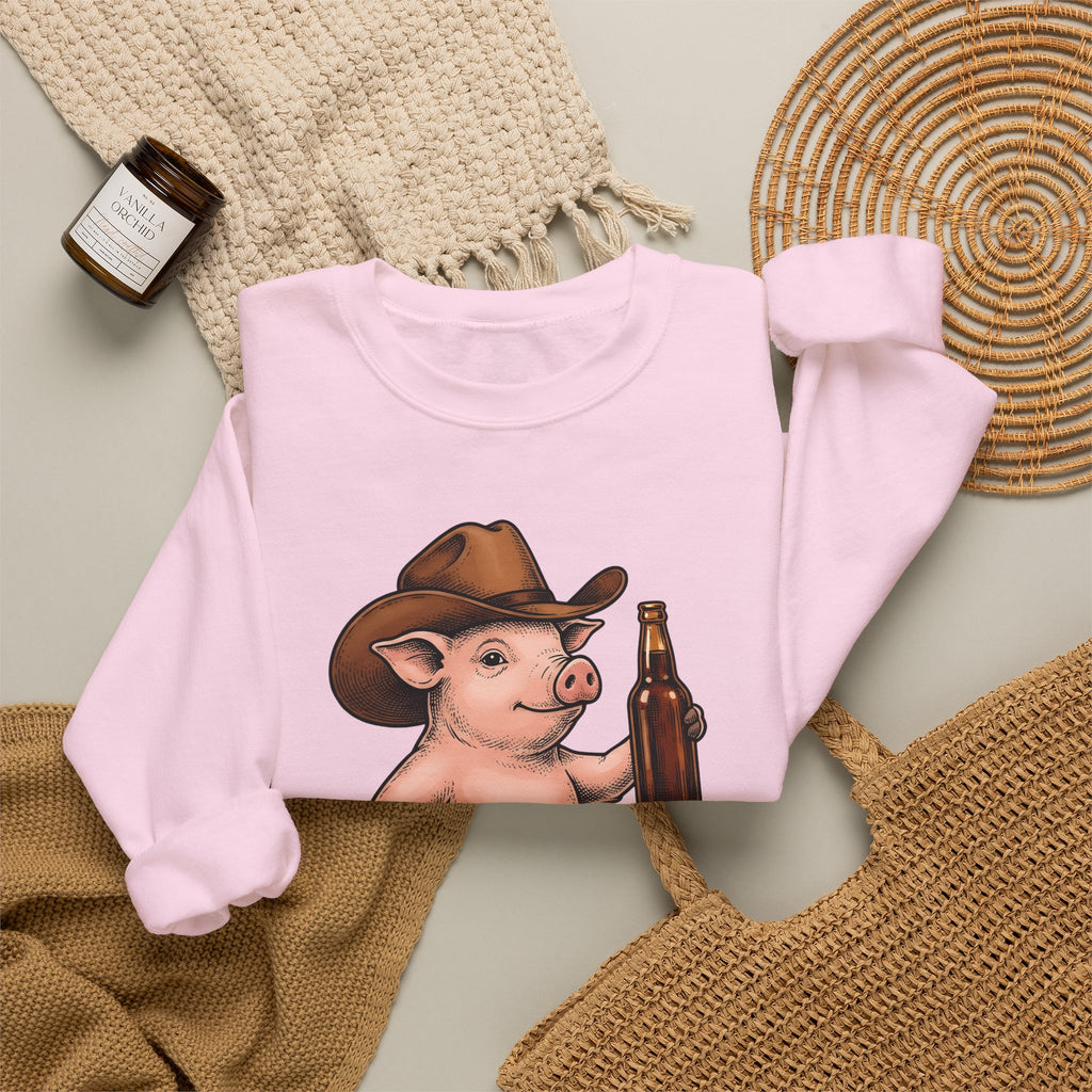 Western Pig Cowgirl Country Gift Cartoon Swine Rodeo Fan Rustic Old School Sweatshirt