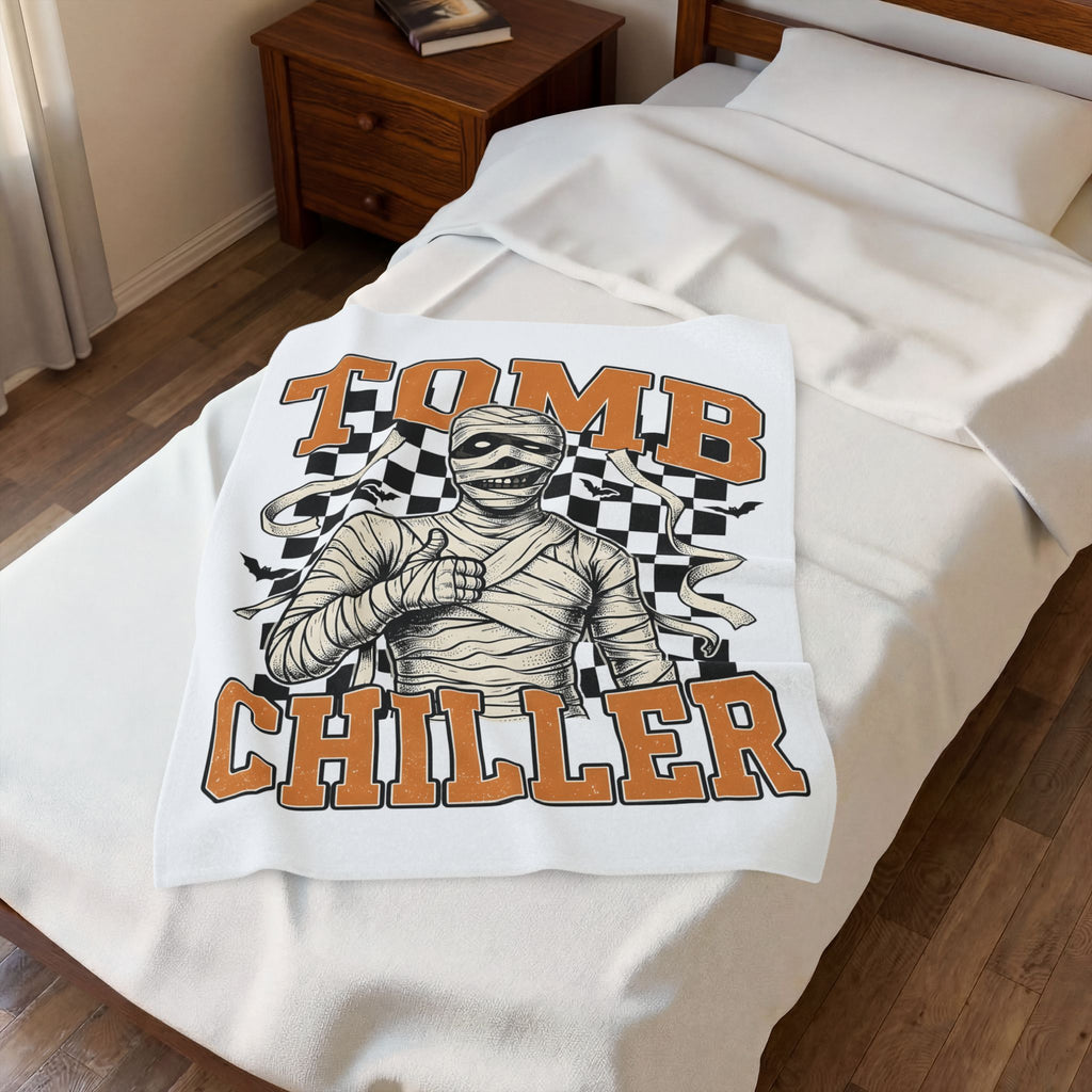 Wrapped Mummy Blanket Halloween Fright Gift Women Old School Blanket Mummy Blanket Horror Fan Scary Blanket Scare Graphic