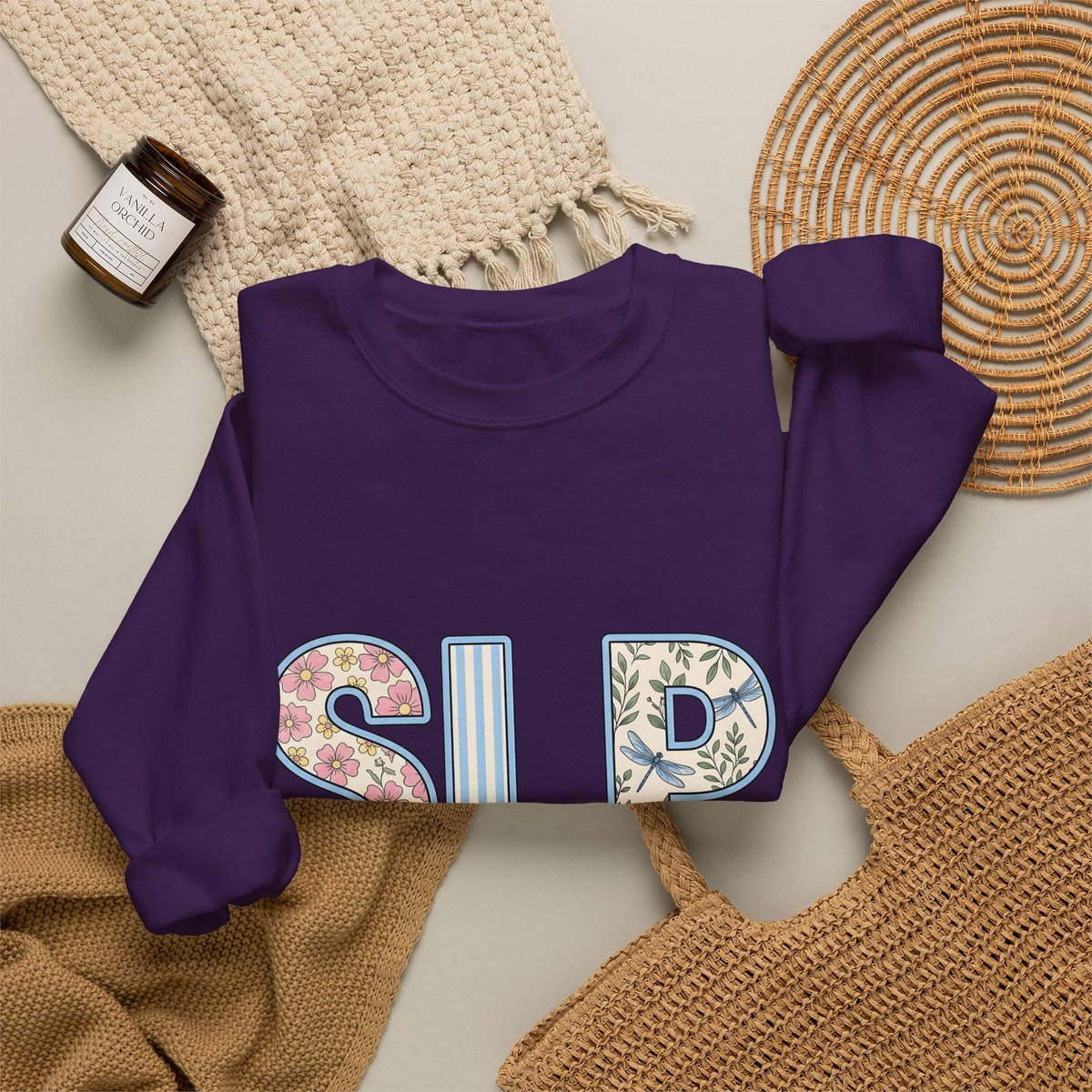 Floral Dragonfly Monogram Sweatshirt Speech Therapist Educator Gift Women Whimsical Sweatshirt Monogram Sweatshirt Speech Pathology Enthusiast Whimsy