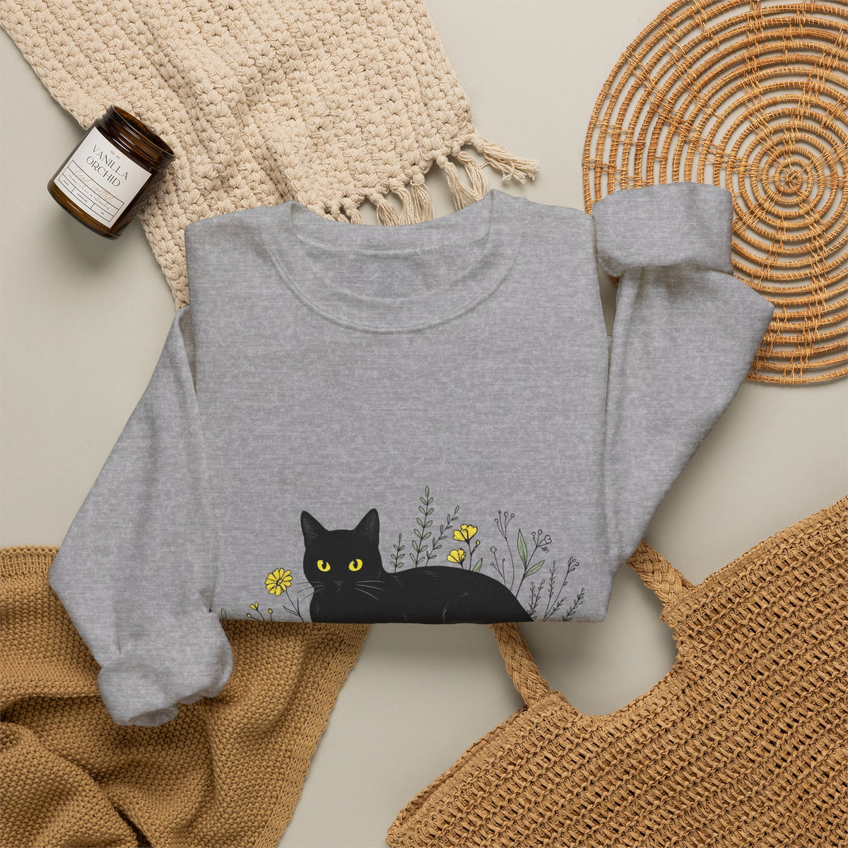 Black Cat Sweatshirt Cat Witchcraft Gift Women Botanical Sweatshirt Cat Sweatshirt Feline Fan Botanical Sweatshirt Occult Graphic Vintage Tarot Cards Sweatshirt