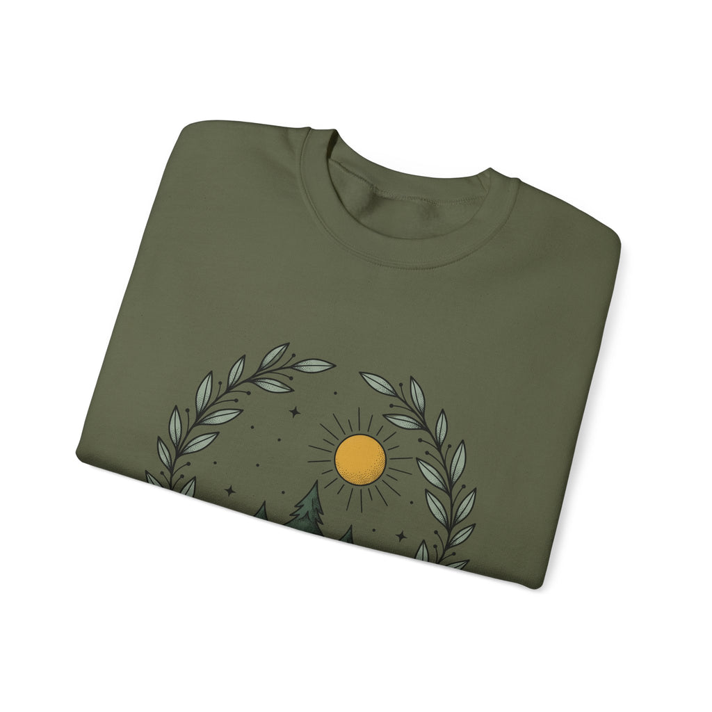 Fir Tree Sweatshirt Nature Wilderness Gift Women Leaf Sweatshirt Pine Sweatshirt Outdoors Enthusiast Foliage Sweatshirt Bush Graphic Outline Bright Sun Sweatshirt