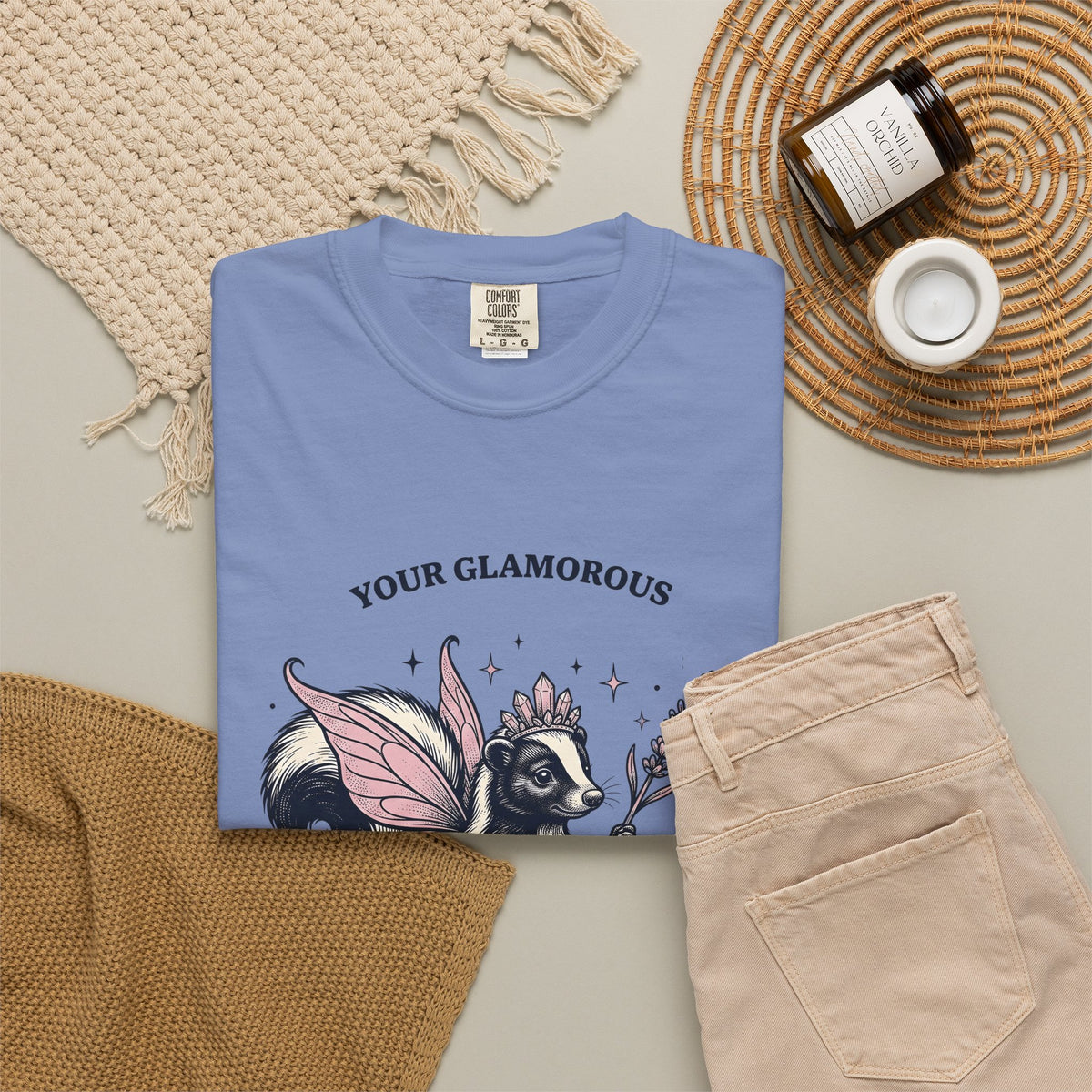 Fairy Skunk T-Shirt Cute Wildlife Gift Women Playful T-Shirt Skunk T-Shirt Adorable Fan Whimsy Graphic T-Shirt Retro Tiara T-Shirt