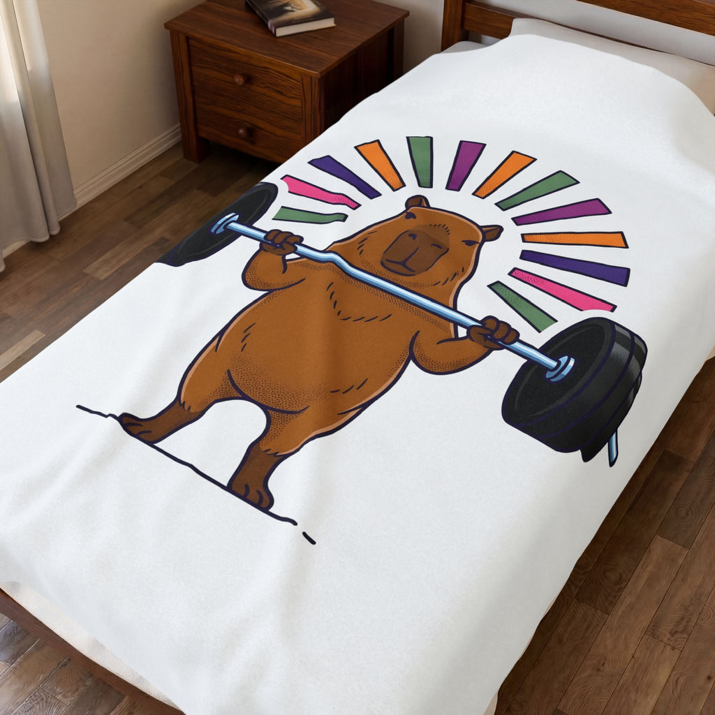 Capybara Gym Training Blanket Sports Pets Gift Women Hand Drawn Blanket Rodent Blanket Athlete Enthusiast Illustrated Pet Graphic Classic Rainbow