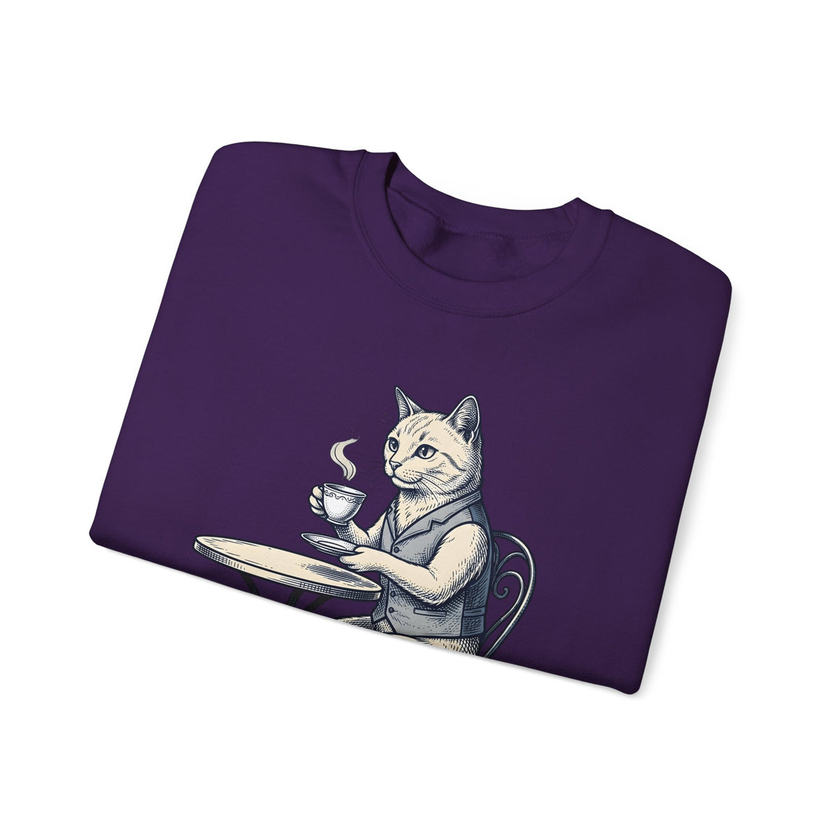 Cat Mocha Sweatshirt Coffee Creature Gift Women Nostalgic Sweatshirt Kitten Sweatshirt Coffee Fan Animal Graphic Doodle Café Bench Sweatshirt