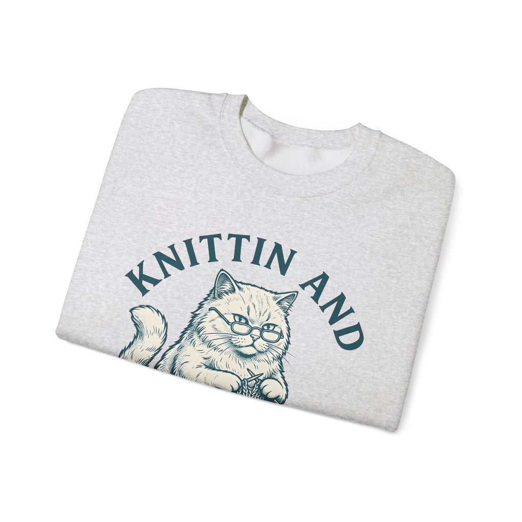 Kitten Crochet Sweatshirt Cat Craft Gift Women Sketch Sweatshirt Amigurumi Sweatshirt Cat Fan Crocheted Graphic Retro Wool Ball Sweatshirt