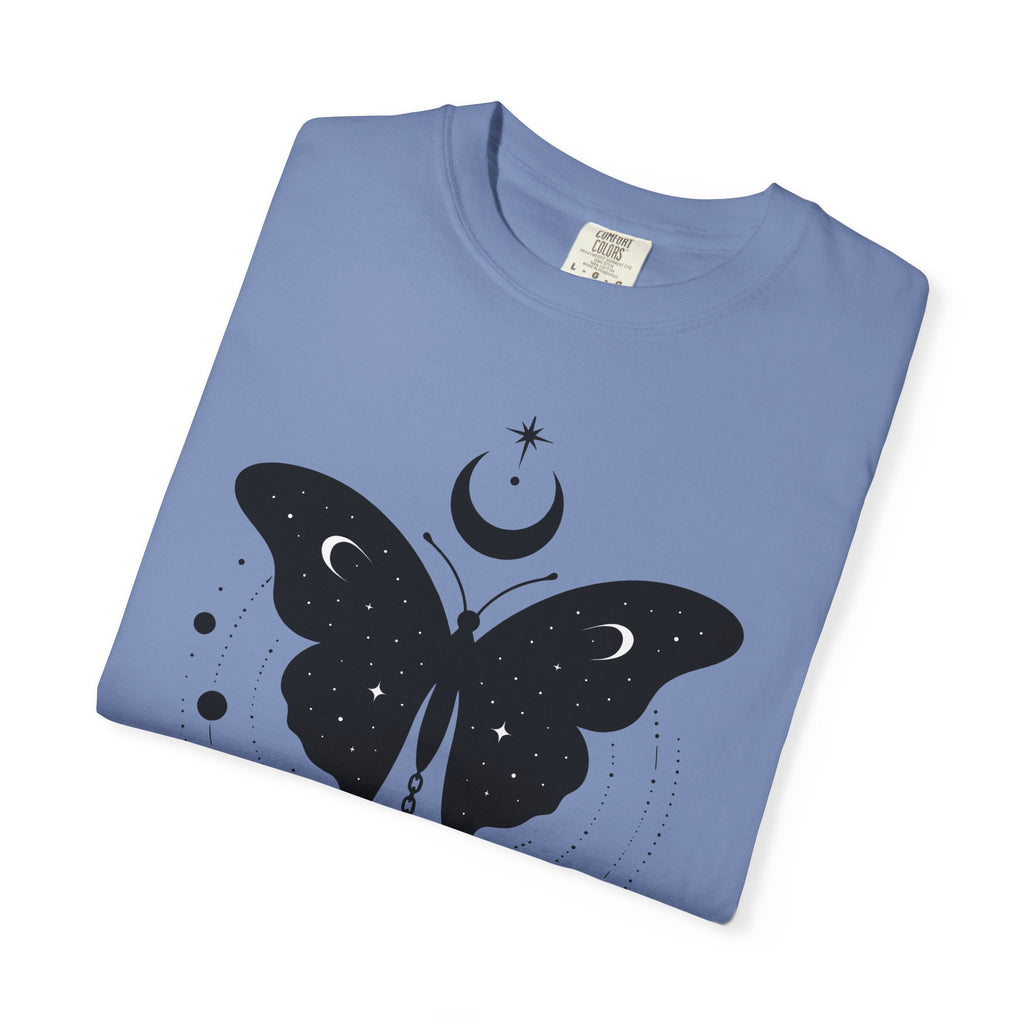 Butterfly Stone T-Shirt Boho Chic Supernatural Gift Women Mystical T-Shirt Rock T-Shirt Bohemian Fan Magical T-Shirt Occult Graphic Sleek Lunar
