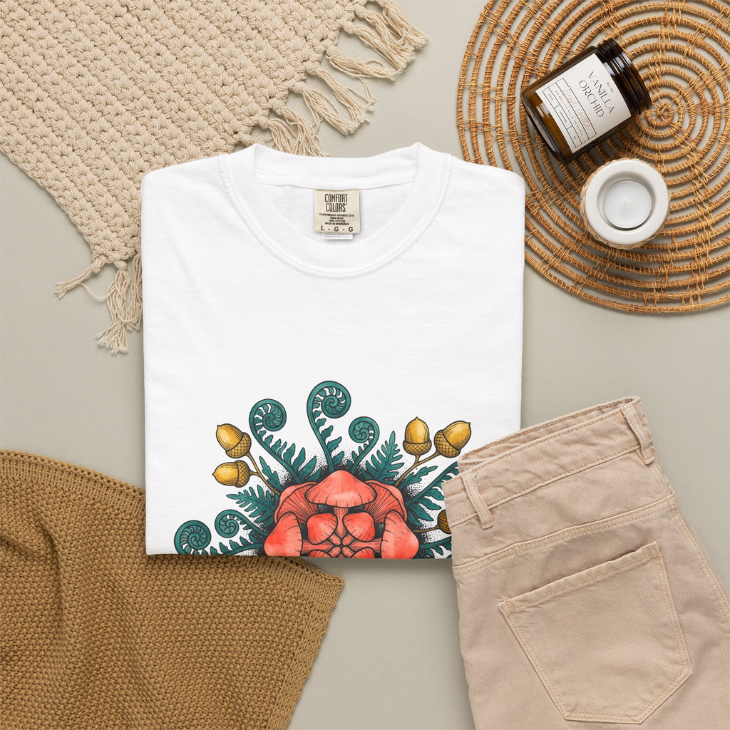 Shroom Mandala T-Shirt Boho Chic Flora Gift Women Bohemian T-Shirt Mushroom T-Shirt Hippie Fan Tribal T-Shirt Botanical Graphic Line Art Seed Pods