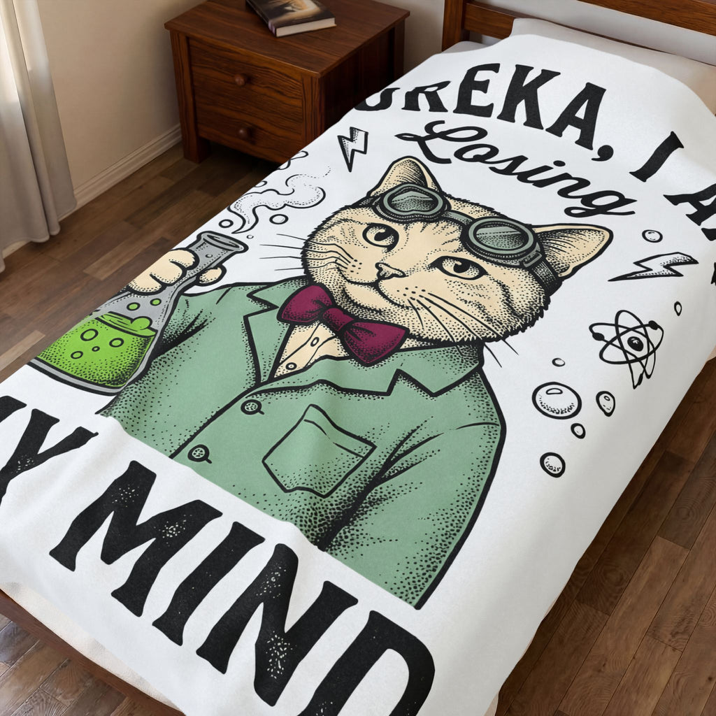 Scientist Cat Blanket Cat Science Gift Women Vintage Blanket Feline Blanket Cat Fan Retro Blanket Scientific Graphic Hand Drawn Beaker Blanket