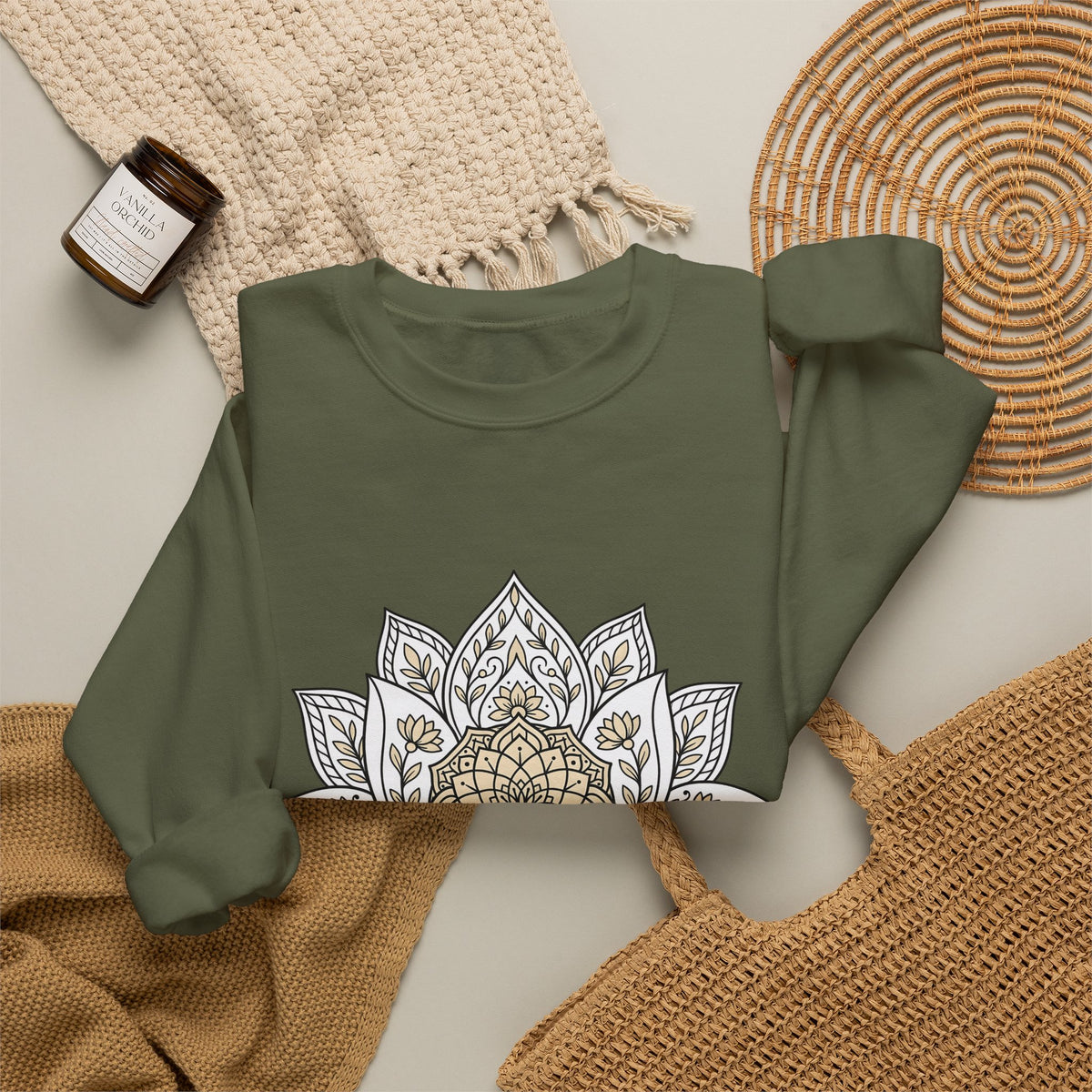 Mandala Bloom Sweatshirt Boho Chic Mindfulness Gift Women Folk Sweatshirt Flower Sweatshirt Bohemian Enthusiast Tribal Sweatshirt Meditation Graphic Clean