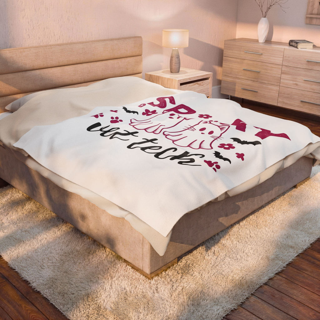 Spooky Dog Cat Blanket Vet Tech Holiday Gift Women Adorable Blanket Halloween Cat Blanket Veterinary Technician Fan Cute Blanket Christmas Graphic