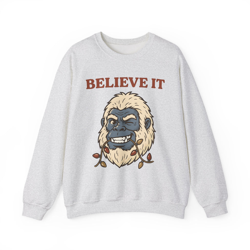 Abominable Snowman Face Sweatshirt Christmas Jokes Gift Women Comic Sweatshirt Yeti Sweatshirt Xmas Fan Cartoon Sweatshirt Pun Graphic Retro Holiday Lights