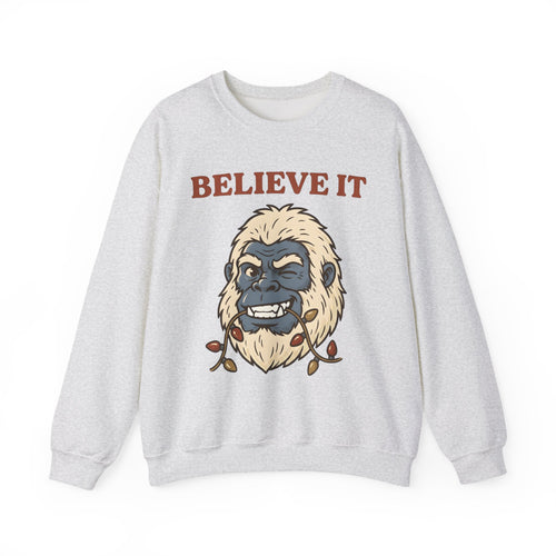 Abominable Snowman Face Sweatshirt Christmas Jokes Gift Women Comic Sweatshirt Yeti Sweatshirt Xmas Fan Cartoon Sweatshirt Pun Graphic Retro Holiday Lights