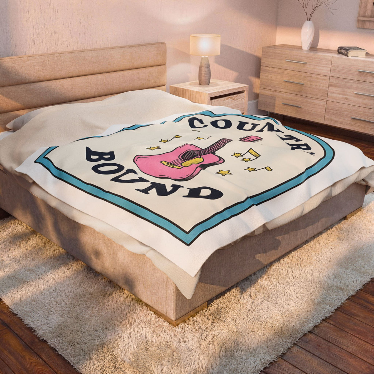 Pastel Guitar Blanket Cowgirl Sound Gift Women Antique Blanket Guitar Blanket Rodeo Fan Vintage Blanket Audio Graphic Nostalgic Twinkle Blanket
