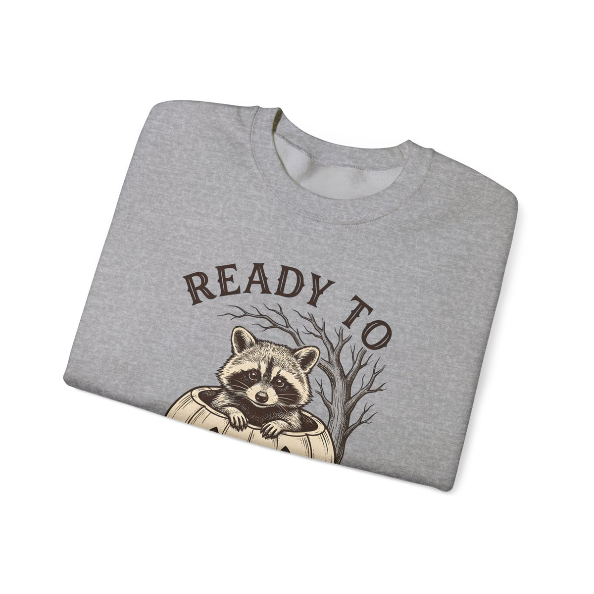 Raccoon Pumpkin Sweatshirt Halloween Animal Gift Women Vintage Sweatshirt Gourd Sweatshirt Halloween Fan Retro Sweatshirt Wildlife Graphic Hand Drawn Spooky