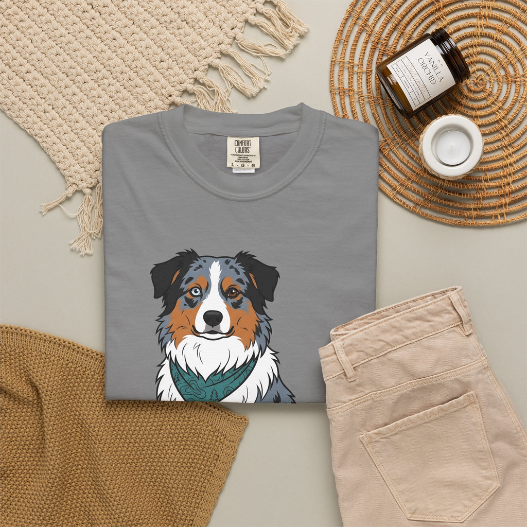 Australian Shepherd T-Shirt Dog Pet Gift Women Cartoon T-Shirt Blue Heeler T-Shirt Dog Fan Aussie Graphic Dog Design Vintage Bandana T-Shirt