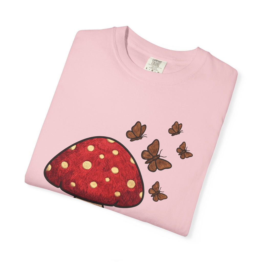 Shroom T-Shirt Boho Chic Environment Gift Women Applique T-Shirt Mushroom T-Shirt Hippie Fan Embroidered T-Shirt Eco Graphic Old-Fashioned