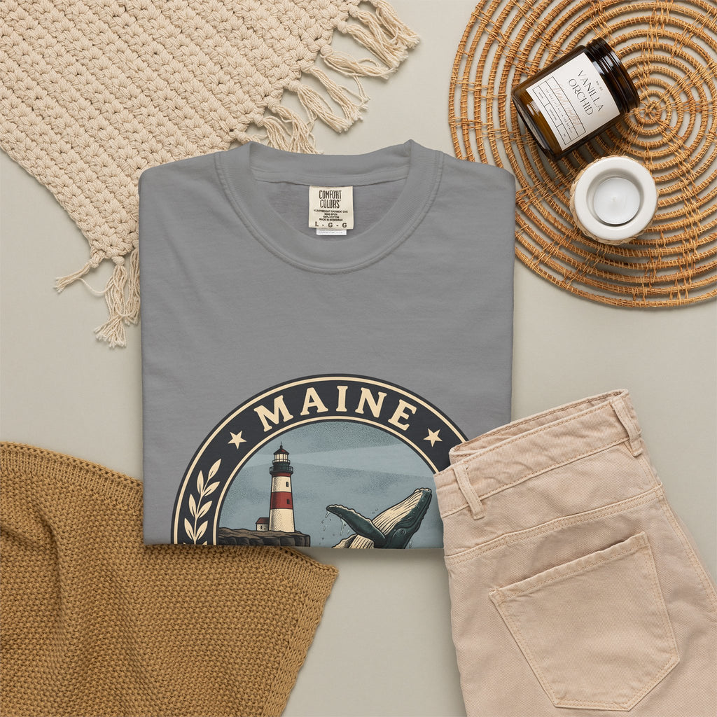 Whale Beacon T-Shirt Maine Marine Gift Women Vintage T-Shirt Whale T-Shirt New England Enthusiast Distressed T-Shirt Nautical Graphic Retro Sea