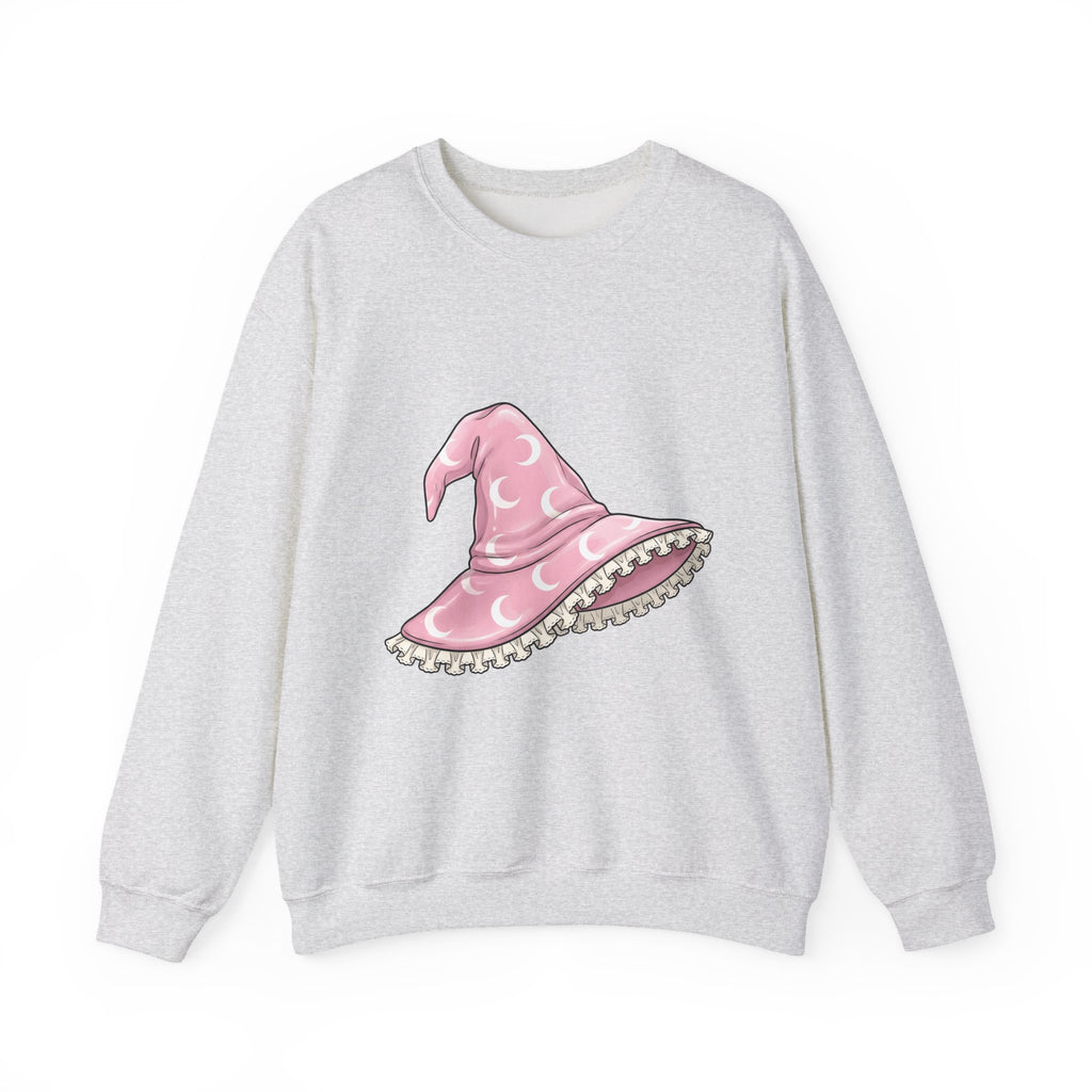 Witch Hat Halloween Witch Gift Kawaii Pointy Hat Spooky Fan Magical Cartoon Crescent Moon Sweatshirt