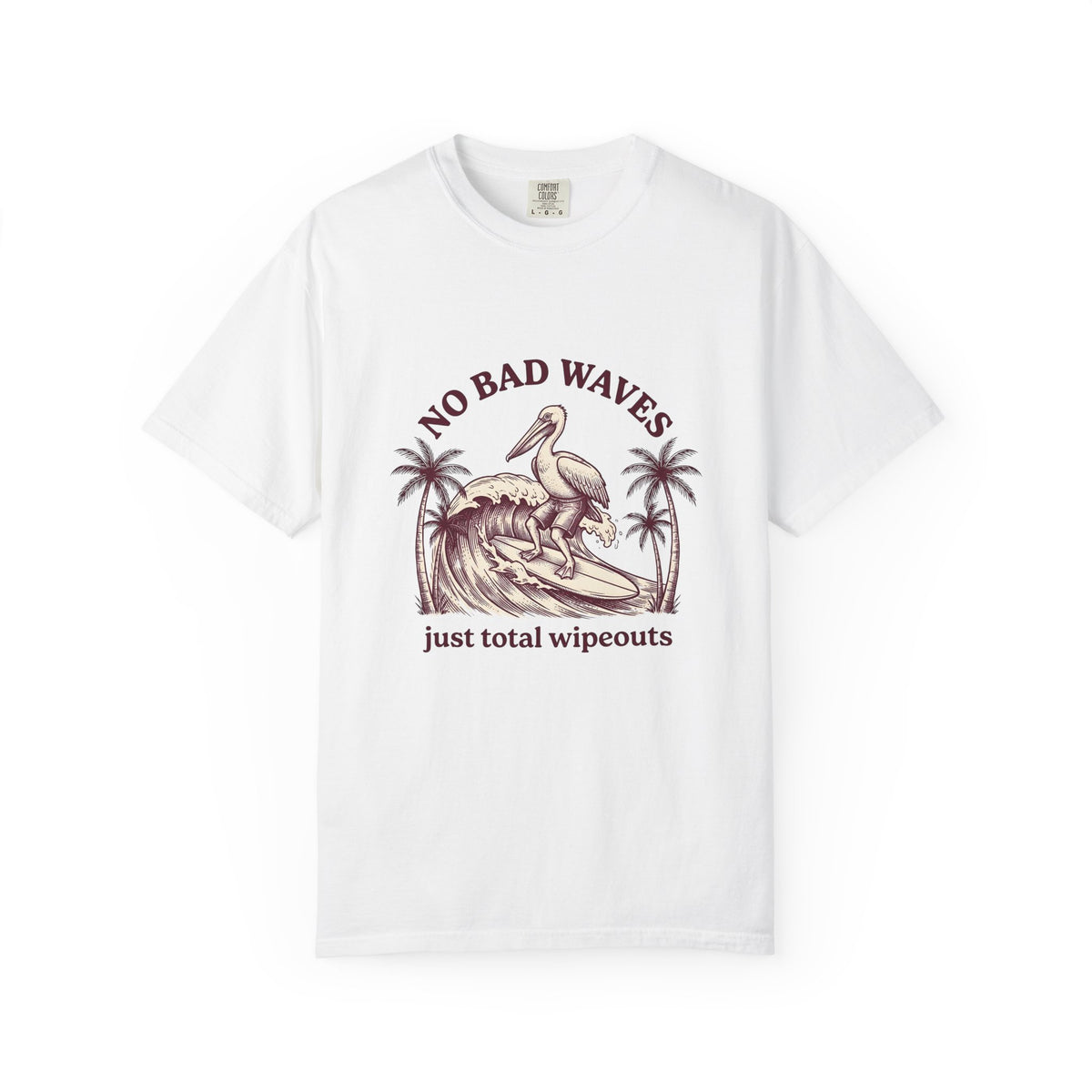 Pelican Surfboard T-Shirt Surfing Ocean Gift Women Retro T-Shirt Surfboard T-Shirt Surfer Fan Vintage T-Shirt Marine Graphic Sketch Coconut Trees