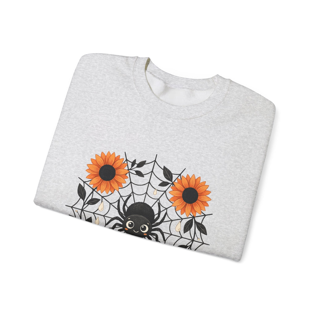 Spider Web Sunflower Sweatshirt Boho Chic Autumn Gift Women Cartoon Sweatshirt Sunflower Sweatshirt Hippie Fan Comic Sweatshirt Fall Graphic Doodle Petal