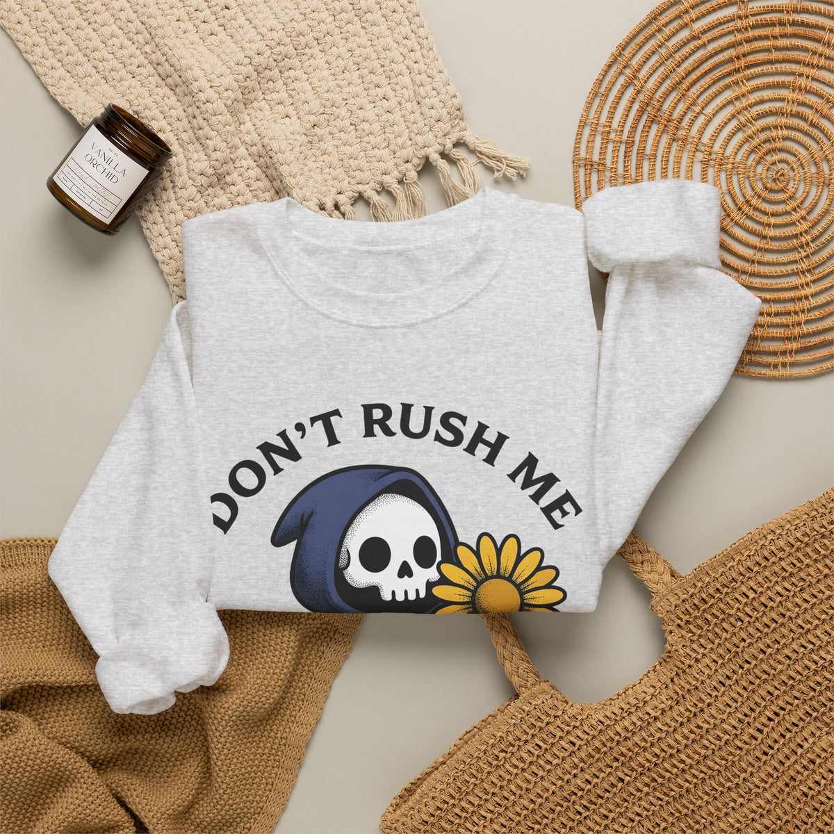 Death Figure Sweatshirt Halloween Witchcraft Gift Women Doodle Sweatshirt Grim Reaper Sweatshirt Horror Fan Skeleton Graphic Sweatshirt Classic Bloom Sweatshirt