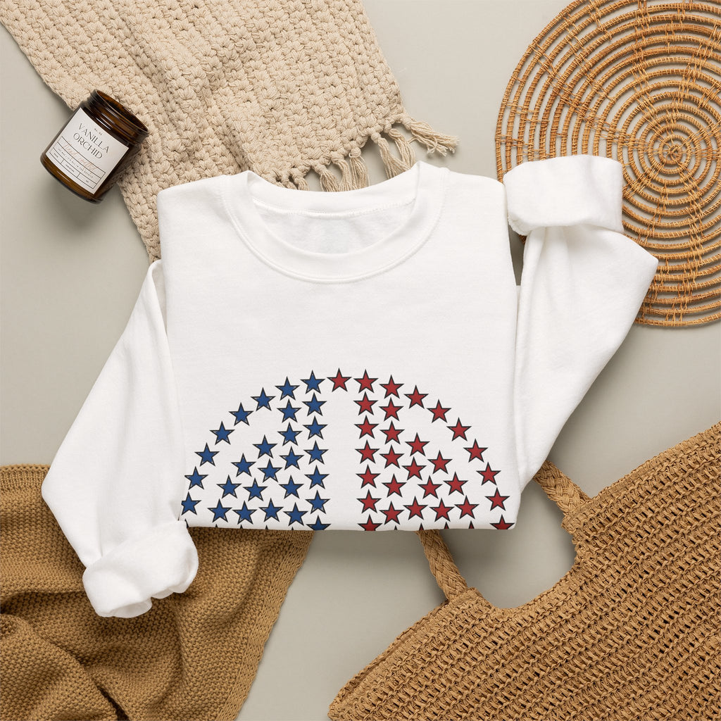 Peace Sign Stars Sweatshirt 4th Of July Calm Gift Women Independence Sweatshirt Star Symbol Sweatshirt Patriot Fan Retro Sweatshirt Serene Graphic Throwback