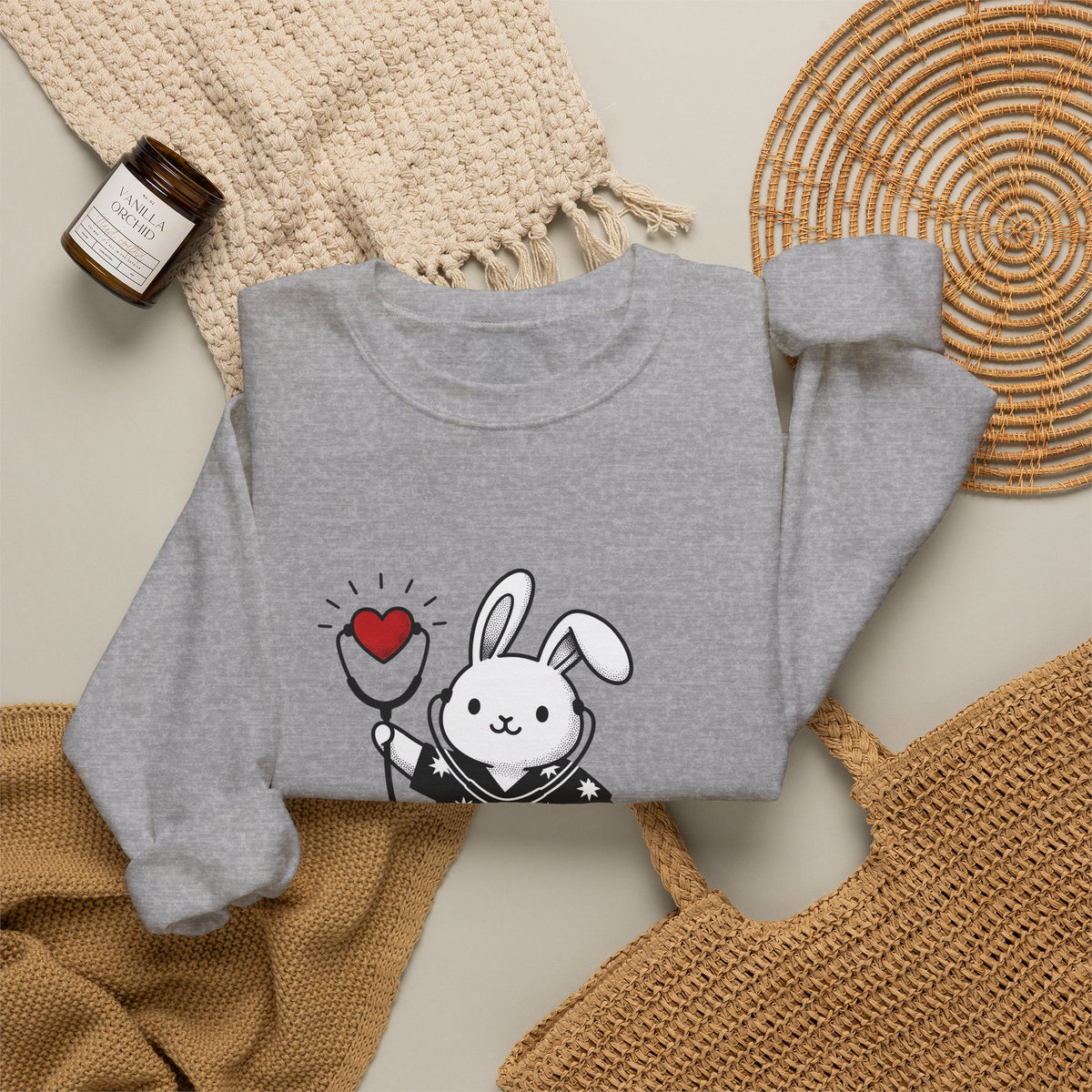 Rabbit Doctor Sweatshirt Nurses Pet Gift Women Kawaii Sweatshirt Bunny Doctor Sweatshirt