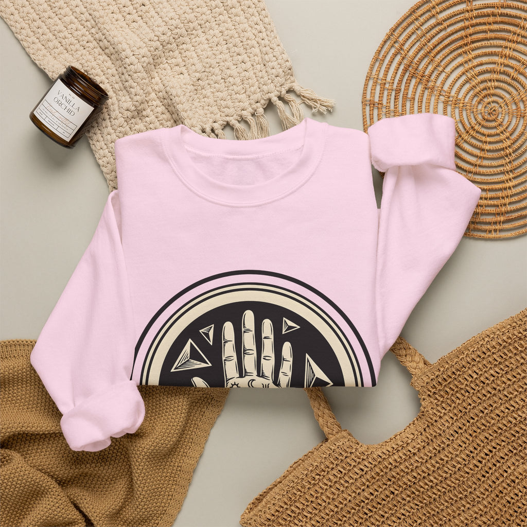 Enchanted Hand Sweatshirt Mystical Esoteric Gift Women Folk Sweatshirt Magical Hand Sweatshirt Occult Fan Primitive Sweatshirt Mystical Graphic Antique Polygon