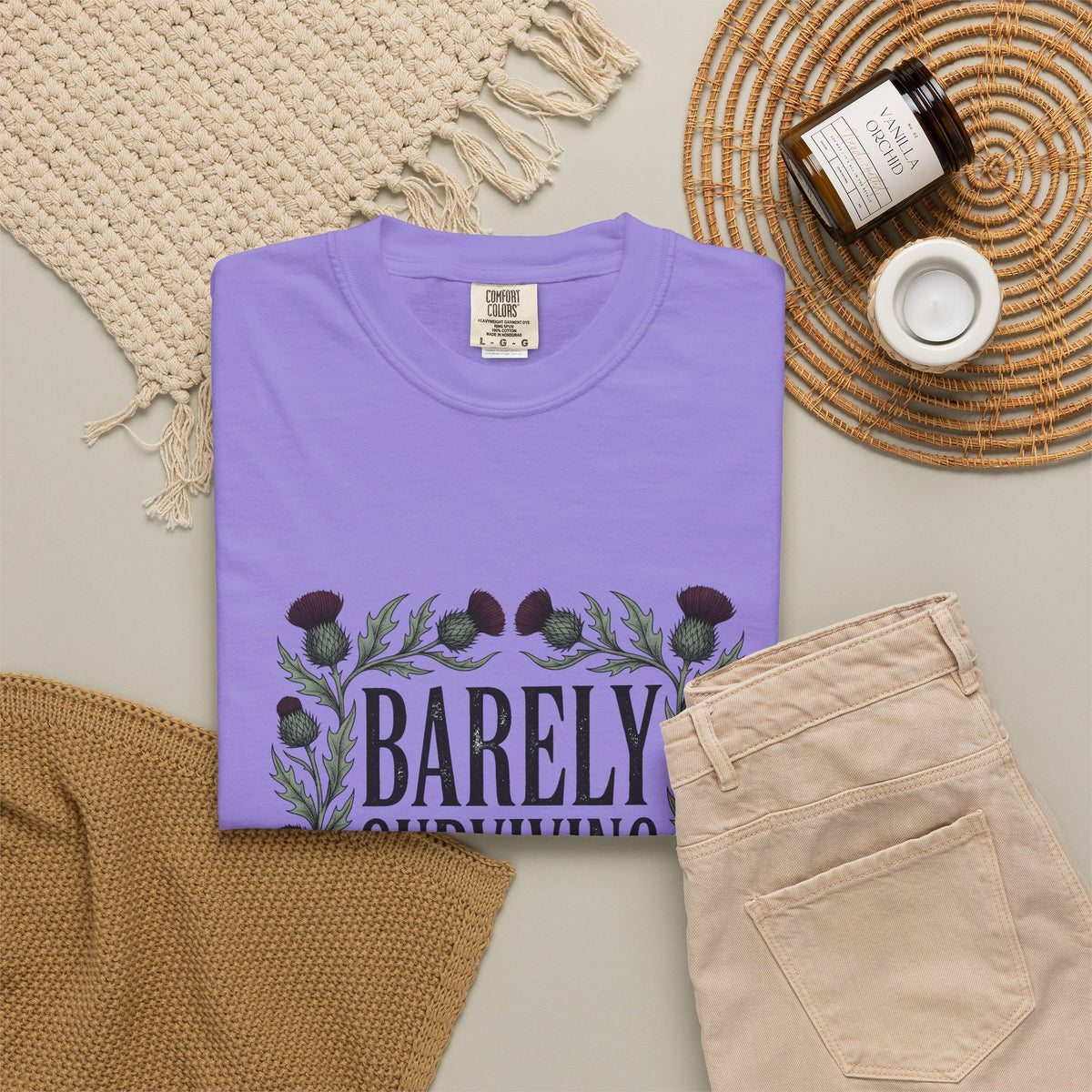 Thistle Flower Graphic T-Shirt Mom Humor Gift Women Botanical T-Shirt Thistle T-Shirt Mother Fan Illustrative T-Shirt Sarcastic Graphic Vintage