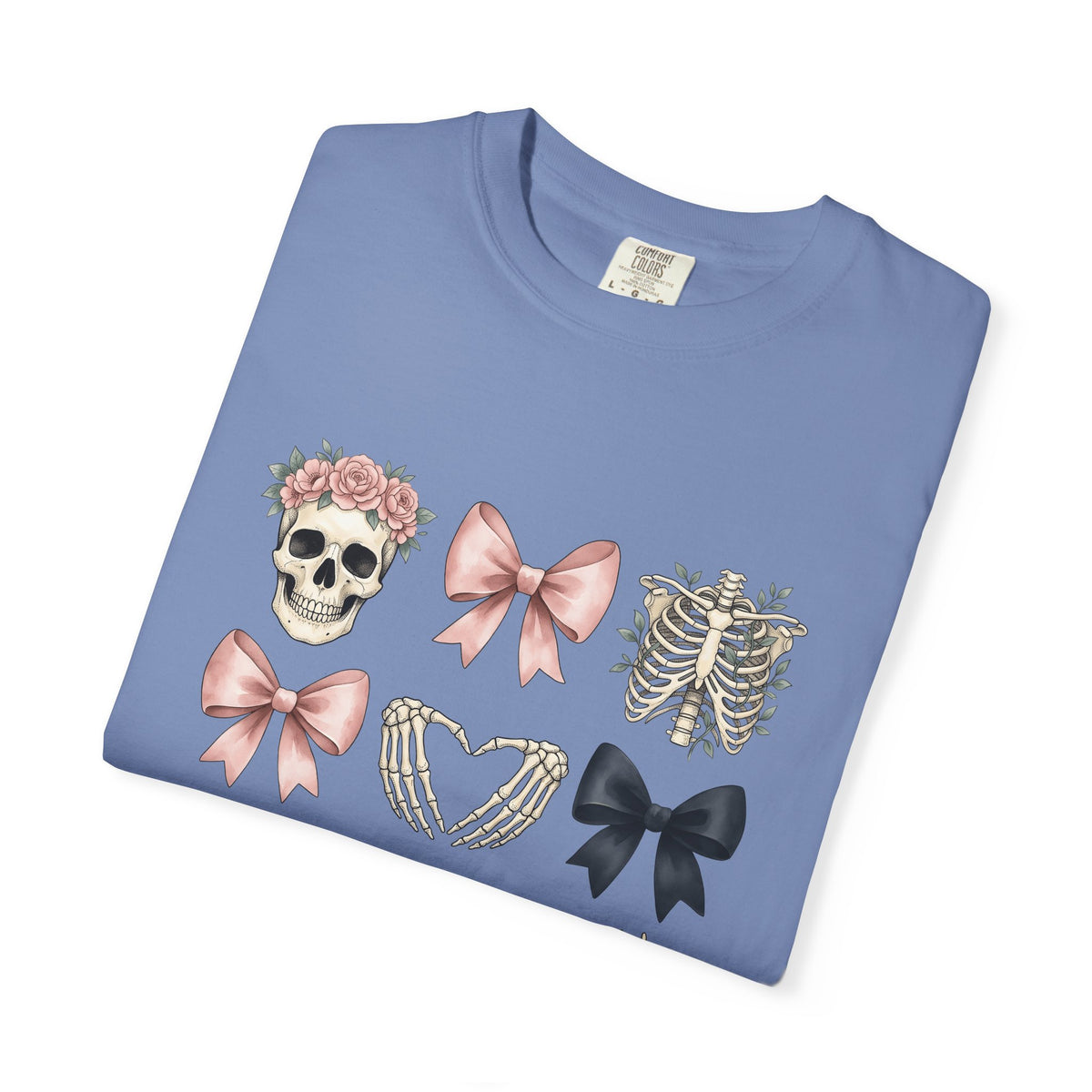 Skull Flower Halloween Dark Gift Watercolor Sugar Skull Horror Fan Gothic Dark Retro Bony T-Shirt