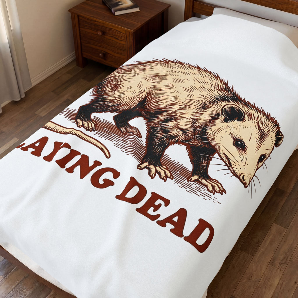 Opossum Illustration Blanket Funny Pet Gift Women Retro Blanket Possum Blanket Comedy Fan Vintage Blanket Animal Graphic Sketch Wildlife Comedy