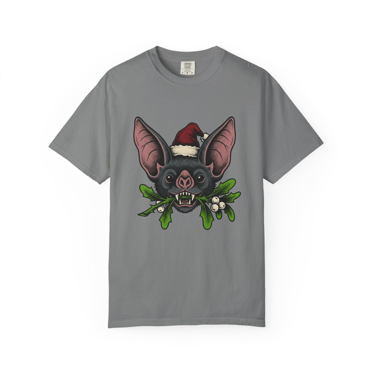 Bat Christmas Hat T-Shirt Christmas Alternative Gift Women Traditional T-Shirt Santa Hat T-Shirt Xmas Fan Vintage T-Shirt Gothic Graphic Retro