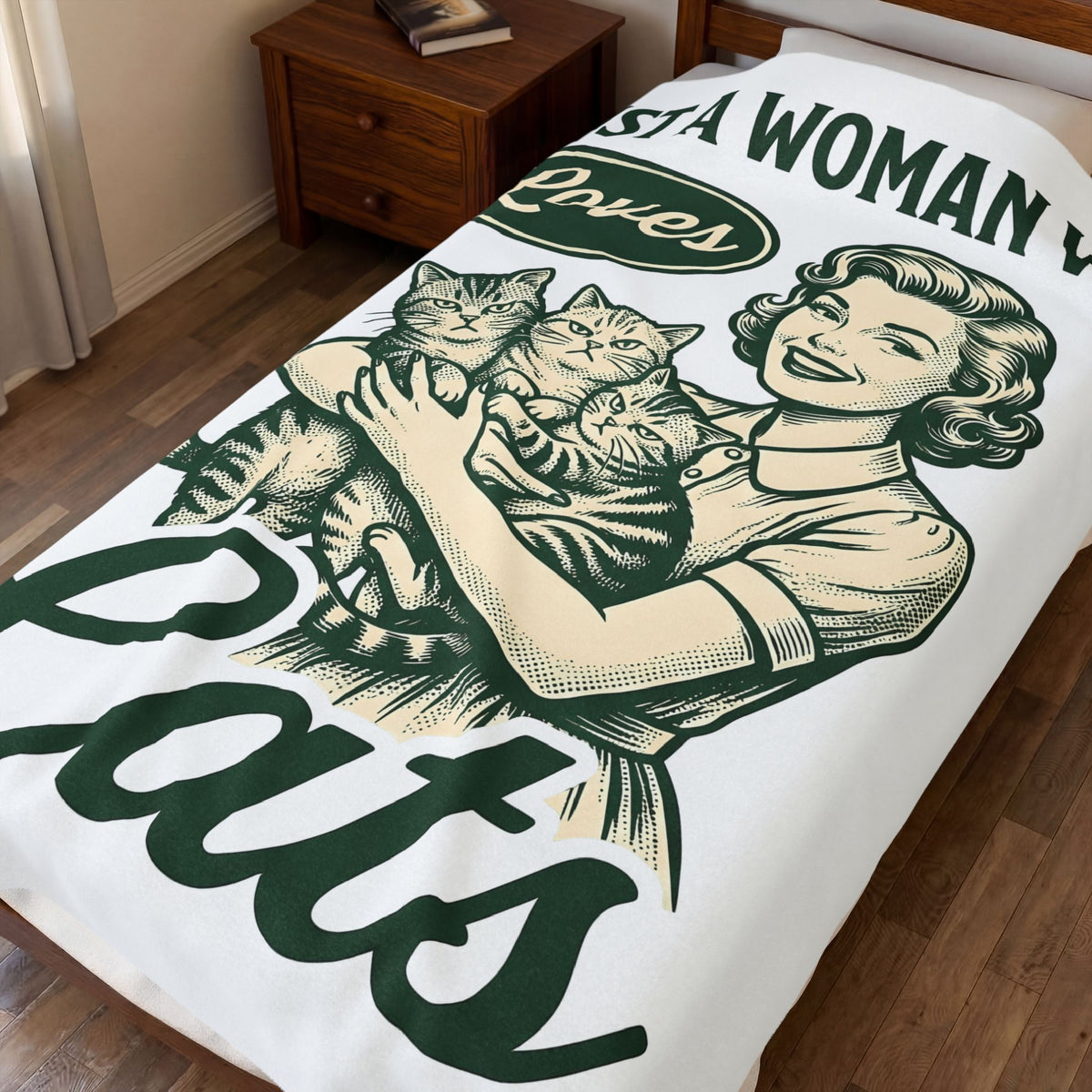 Female Cats Blanket Cat Creatures Gift Women Classic Blanket Kitty Blanket Cat Fan Feline Blanket Beast Graphic Doodle Old-Fashioned Woman Blanket