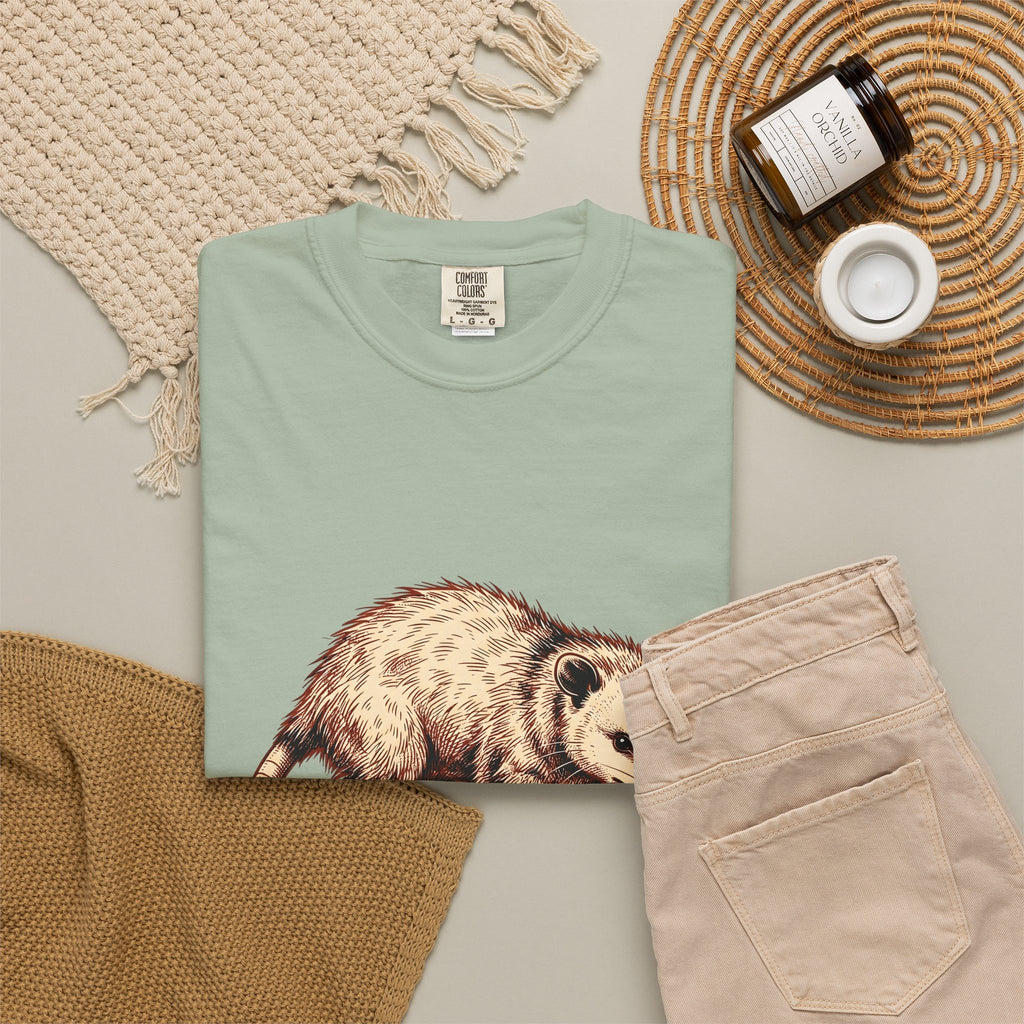 Opossum Illustration T-Shirt Funny Pet Gift Women Retro T-Shirt Possum T-Shirt Comedy Fan Vintage T-Shirt Animal Graphic Sketch Wildlife Comedy