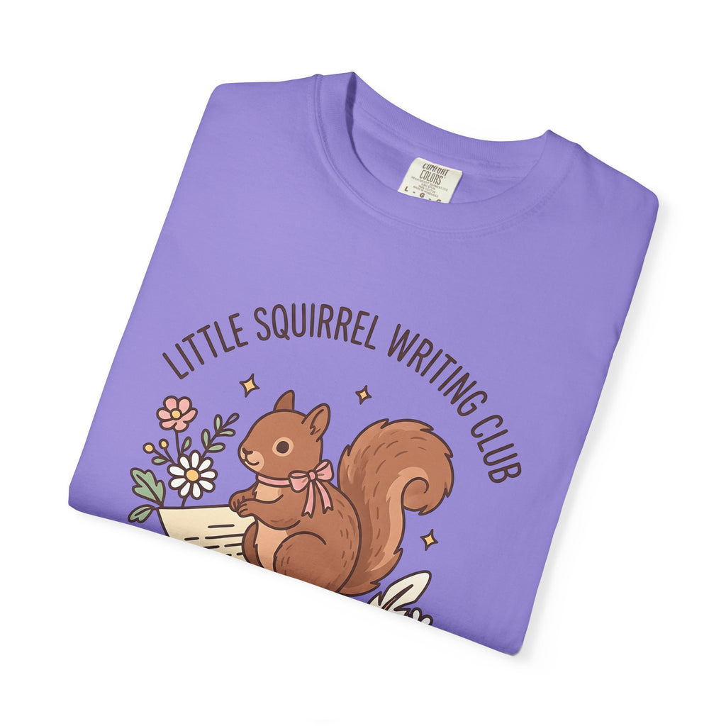 Squirrel Tower Papers T-Shirt Writing Critter Gift Women Playful T-Shirt Paper Tower T-Shirt Author Fan Stationery T-Shirt Animal Graphic Line Art