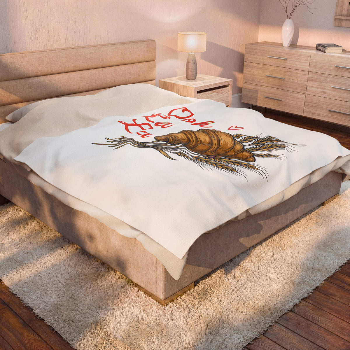 Croissant Drawing Blanket Desserts Sweets Gift Women Retro Blanket Pastry Blanket Dessert Fan Vintage Blanket Treat Graphic Cartoon Flour Blanket