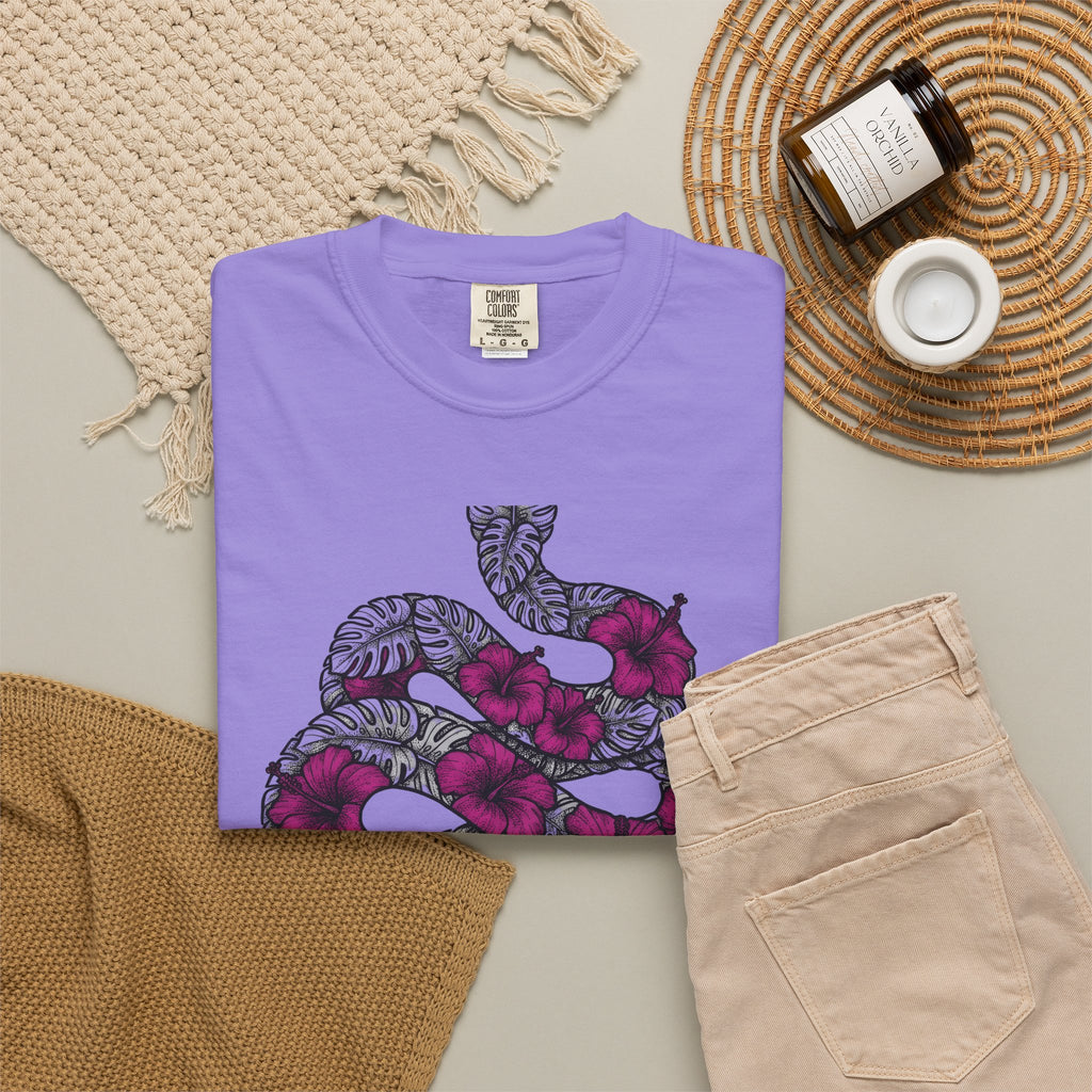 Serpent Flower T-Shirt Boho Chic Spiritual Gift Women Hippie T-Shirt Snake Flower T-Shirt Bohemian Enthusiast Psychedelic T-Shirt Mystical Graphic