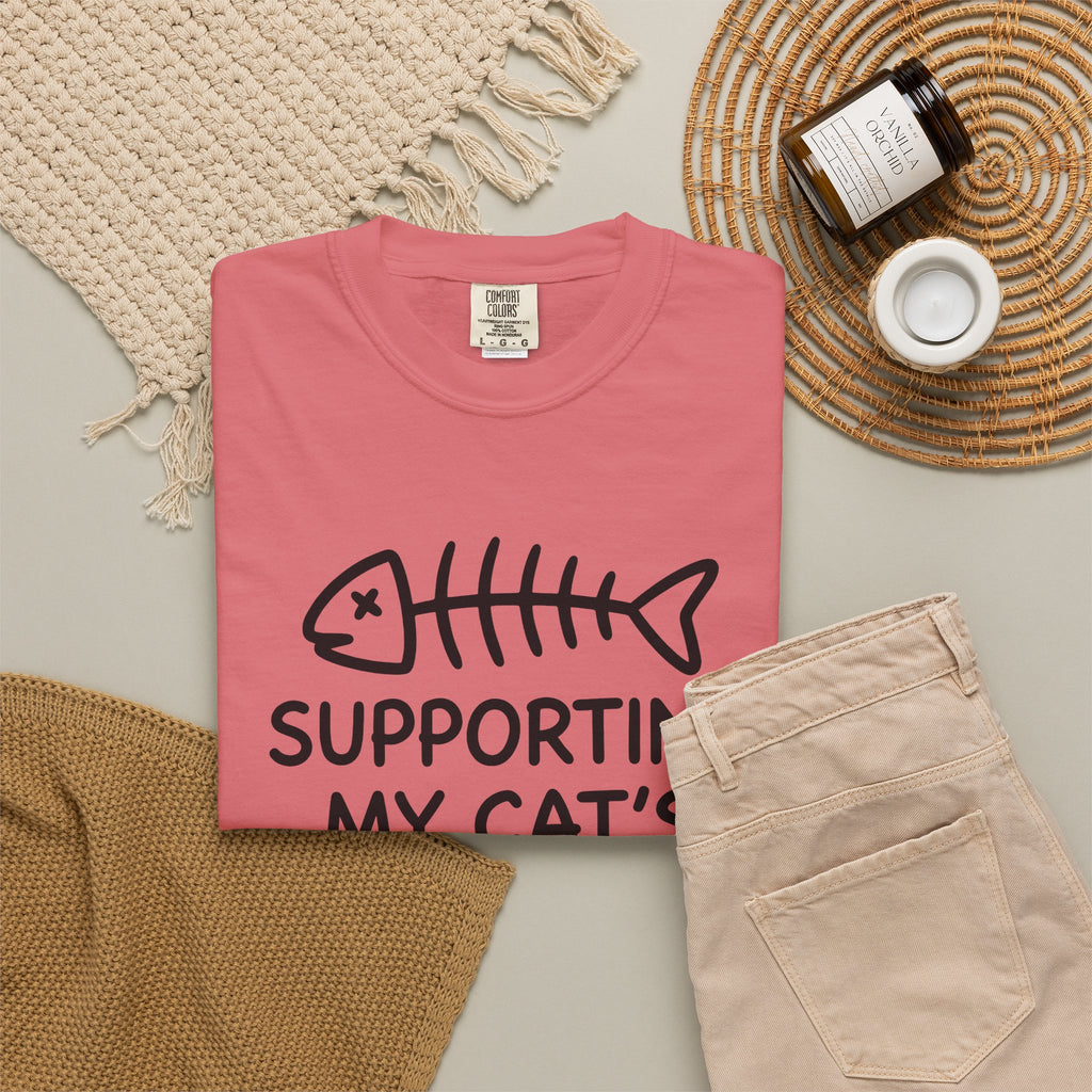Fish Bone T-Shirt Cat Funny Gift Women Cute T-Shirt Fish Skeleton T-Shirt Cat Fan Fishy T-Shirt Humorous Graphic Sketch Cat Treats T-Shirt