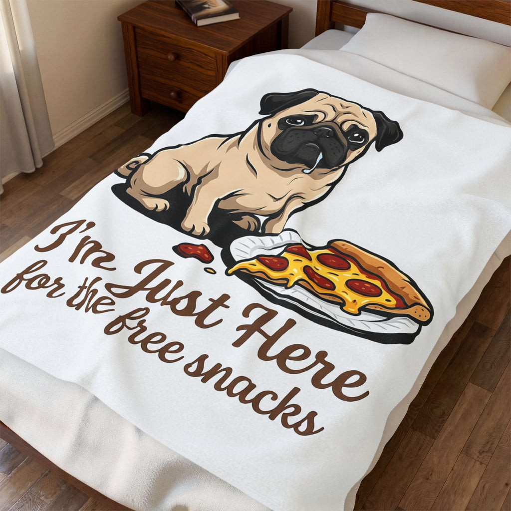 Pug Dog Blanket Dog Meals Gift Women Line Art Blanket Pugs Blanket Dog Fan Illustrated Design Food Graphic Blanket Sketch Pizza Piece Blanket