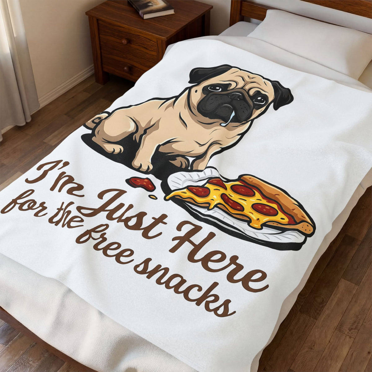 Pug Dog Blanket Dog Meals Gift Women Line Art Blanket Pugs Blanket Dog Fan Illustrated Design Food Graphic Blanket Sketch Pizza Piece Blanket