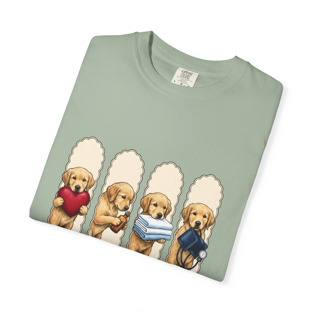Golden Dog Puppy Nurse Pet Gift Puppy Healthcare Enthusiast Doggo Animal Minimalist T-Shirt